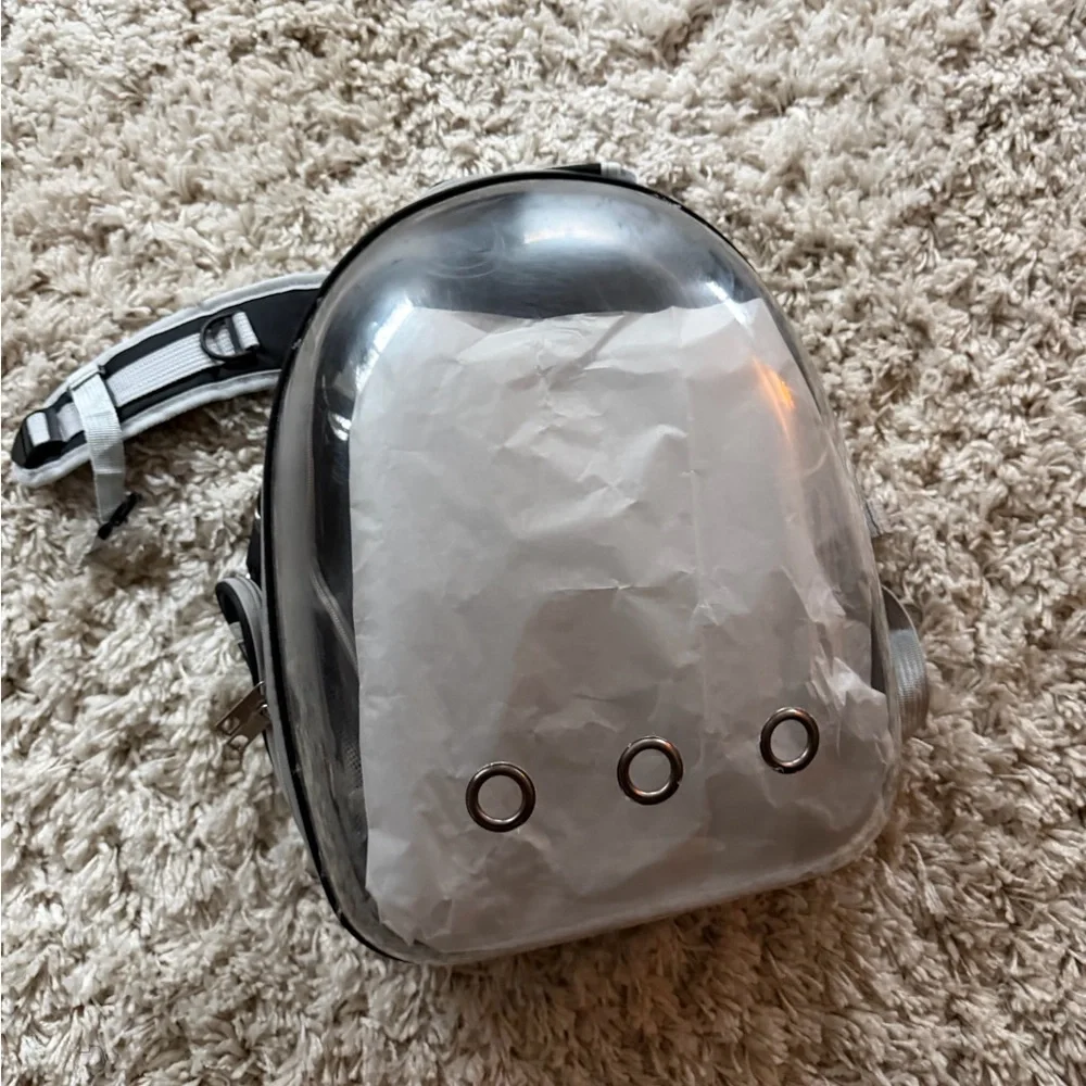 Metallic Silver Backpack with Circular Accents for cats or pets - Picture 1 of 5